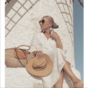 Zara Ecru Embroidered Oversized Midi Dress